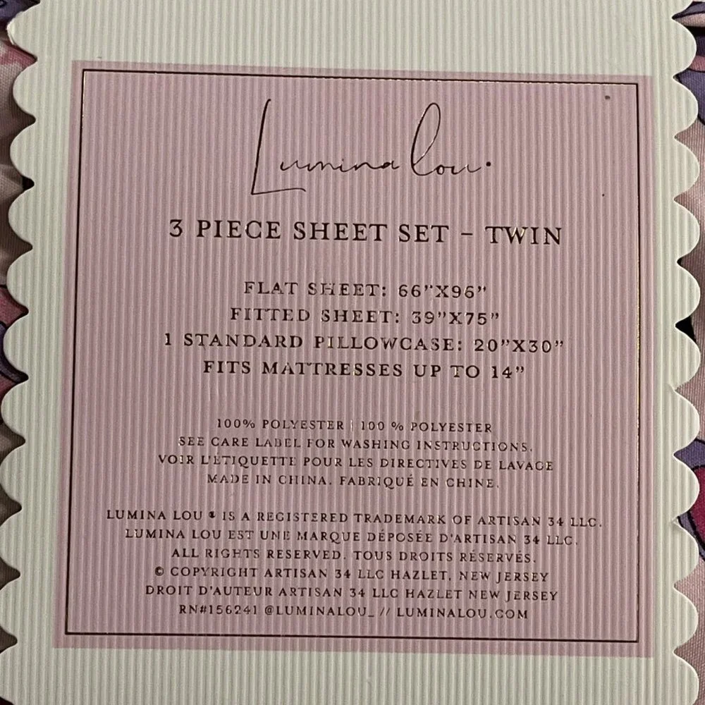 Lumina Lou Twin Sheet‎ Set Pink Hearts Cowboy Boots Hat All Over Print Valentine